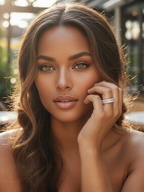 STERLING SILVER 925 3 Row CZ Wedding Band Ring Size 8 Baguette Round Anniversary